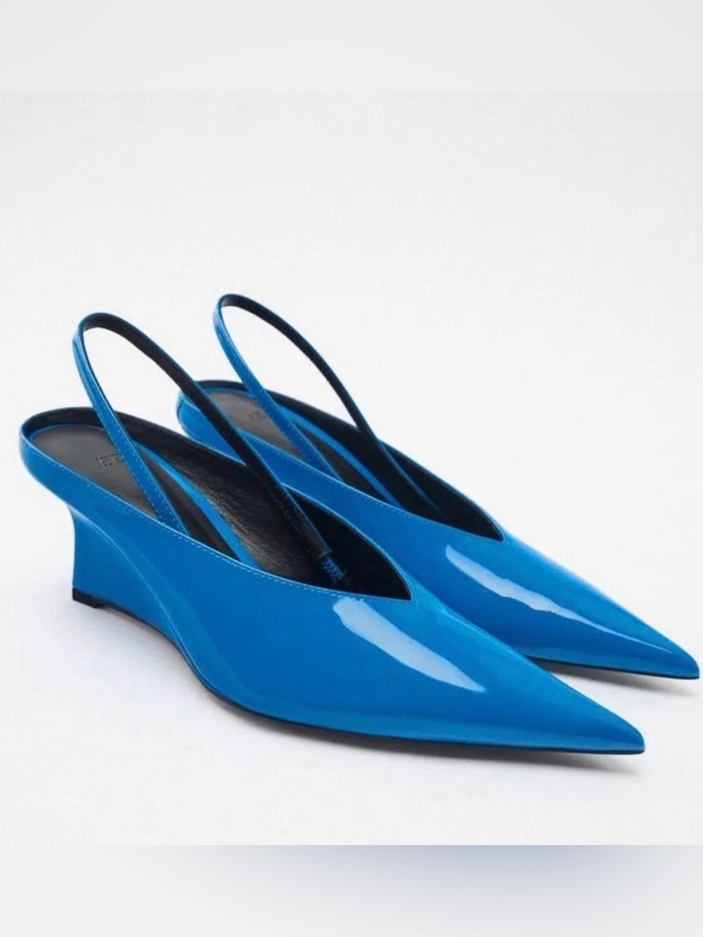 Zara Royal Blue Pointed Toe Slingback Shoes Size 39